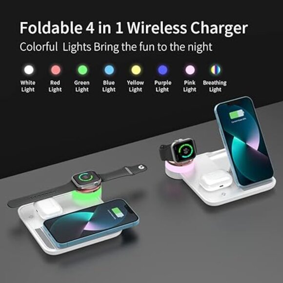 Wireless Charger, 3 in 1 Foldable Fast Charging Station - Picture 7 of 7